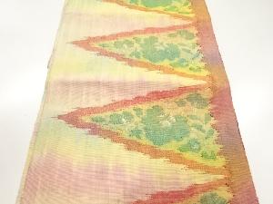 アンティーク　手織り紬草花模様織出し名古屋帯